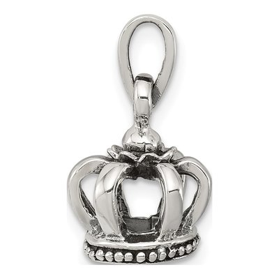 Sterling Silver Antiqued Crown Pendant – view 3