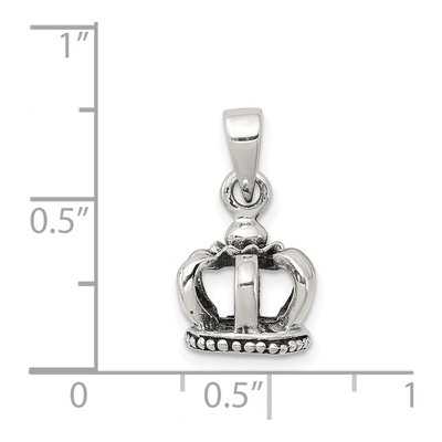 Sterling Silver Antiqued Crown Pendant – view 4