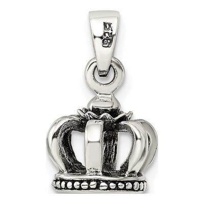 Sterling Silver Antiqued Crown Pendant – view 5
