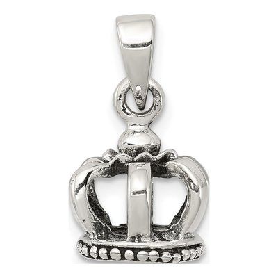 Sterling Silver Antiqued Crown Pendant