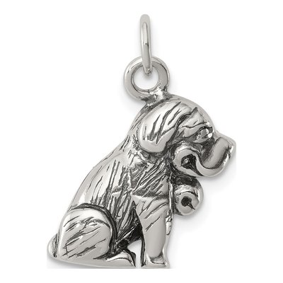 Sterling Silver Antique St Bernard Dog Charm
