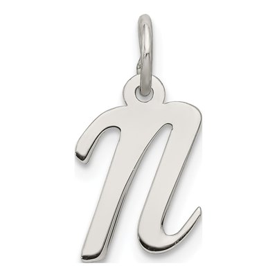 Sterling Silver Script Letter N Charm