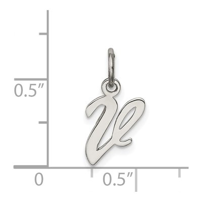 Sterling Silver Script Letter V Pendant – view 4