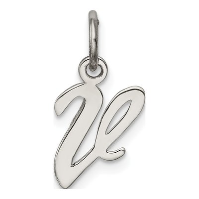 Sterling Silver Script Letter V Pendant