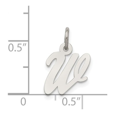 Sterling Silver Script Letter W Charm – view 4