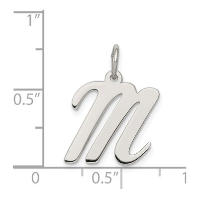 Sterling Silver Script Letter M Initial Charm – view 3