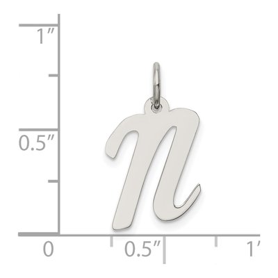 Sterling Silver Script Letter N Charm – view 3