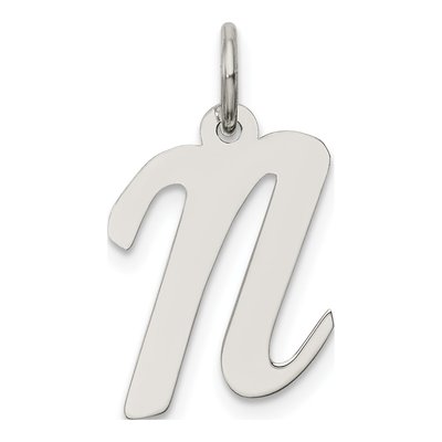 Sterling Silver Script Letter N Charm