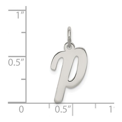 Sterling Silver Script Letter P Pendant – view 5