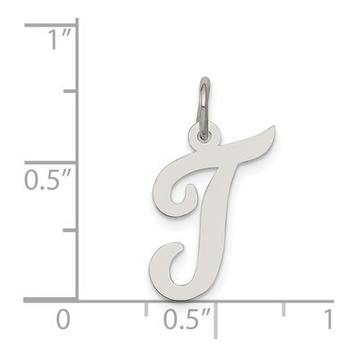 Sterling Silver Script Letter T Charm – view 3
