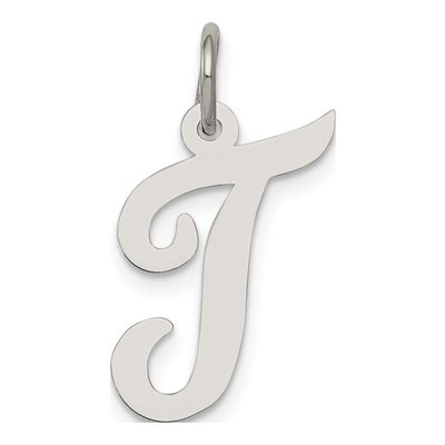 Sterling Silver Script Letter T Charm