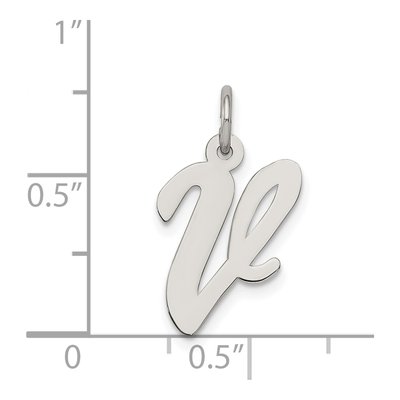 Sterling Silver Script Letter V Pendant – view 3