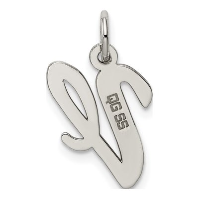 Sterling Silver Script Letter V Pendant – view 4