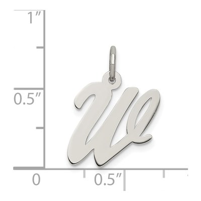 Sterling Silver Script Letter W Charm – view 3