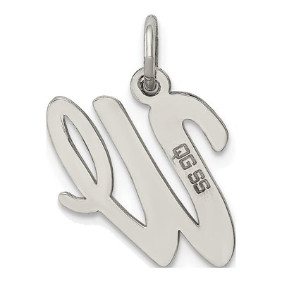 Sterling Silver Script Letter W Charm – view 4