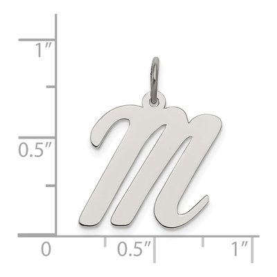 Sterling Silver Script Letter M Initial Charm – view 3