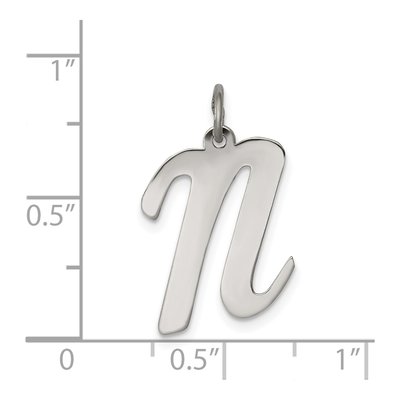 Sterling Silver Script Letter N Charm – view 3
