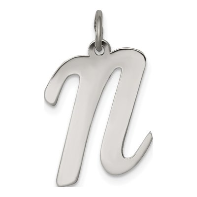 Sterling Silver Script Letter N Charm