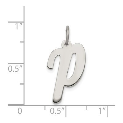 Sterling Silver Script Letter P Charm – view 3
