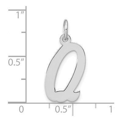 Sterling Silver Script Letter Q Initial Charm – view 4
