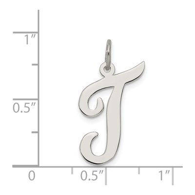 Sterling Silver Script Letter T Charm – view 3