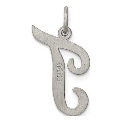 Sterling Silver Script Letter T Charm – view 4