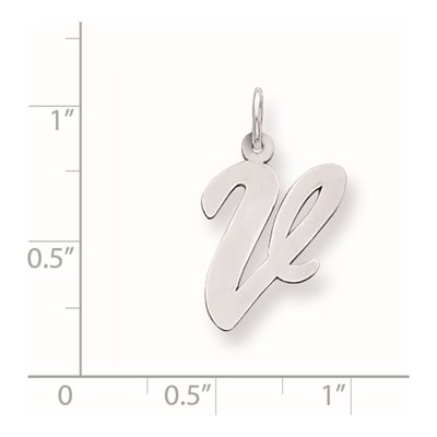 Sterling Silver Script Letter V Pendant – view 4