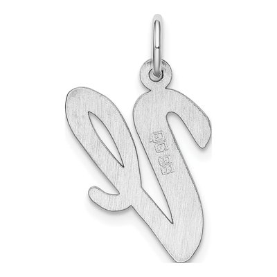 Sterling Silver Script Letter V Pendant – view 5