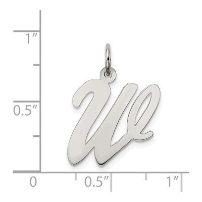 Sterling Silver Script Letter W Charm – view 3