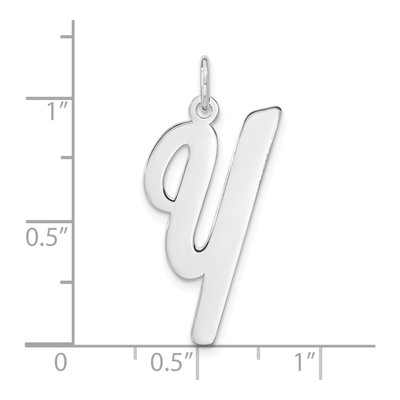 Sterling Silver Script Initial Y Charm Pendant – view 4