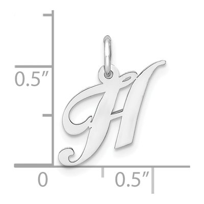 Sterling Silver Script Letter H Pendant – view 4