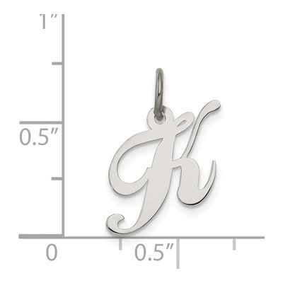 Sterling Silver Script Letter K Pendant – view 5