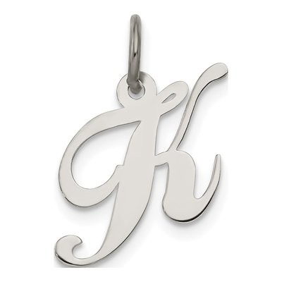 Sterling Silver Script Letter K Pendant