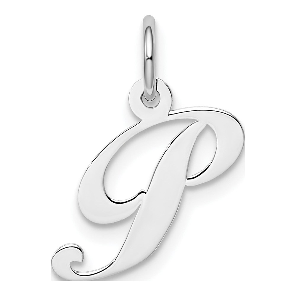 Sterling Silver Initial P Script Charm Pendant