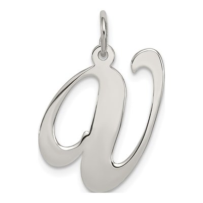 Sterling Silver Script Letter V Pendant