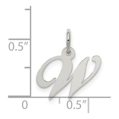 Sterling Silver Script Letter W Pendant – view 5