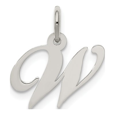 Sterling Silver Script Letter W Pendant