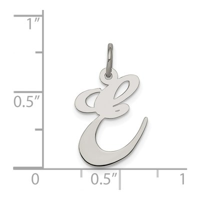 Sterling Silver Script Letter E Pendant – view 3