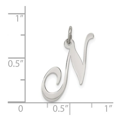 Sterling Silver Script Letter N Pendant – view 3