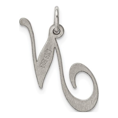 Sterling Silver Script Letter N Pendant – view 4