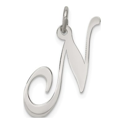 Sterling Silver Script Letter N Pendant