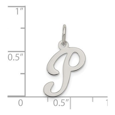 Sterling Silver Script Letter P Pendant – view 4