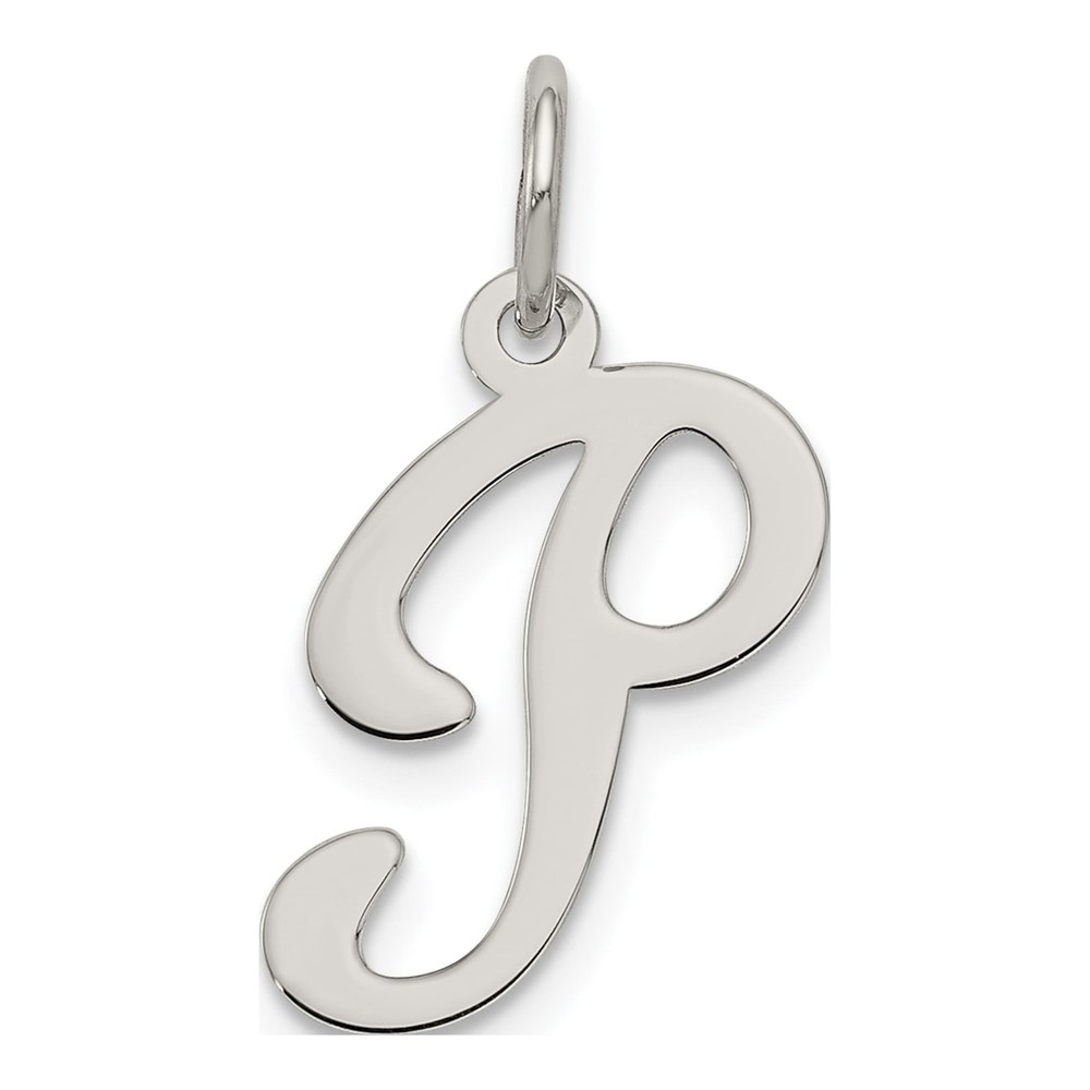 Sterling Silver Initial P Script Charm Pendant