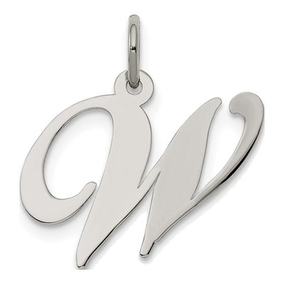 Sterling Silver Script Letter W Charm