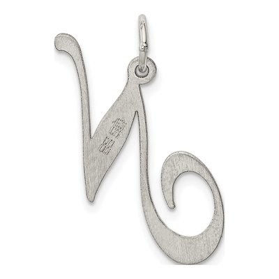 Sterling Silver Script Letter N Pendant – view 3