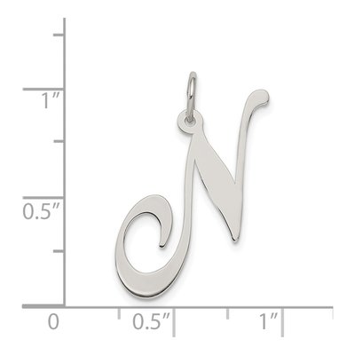 Sterling Silver Script Letter N Pendant – view 4