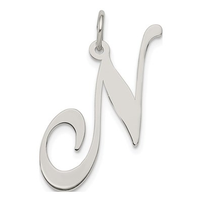Sterling Silver Script Letter N Pendant