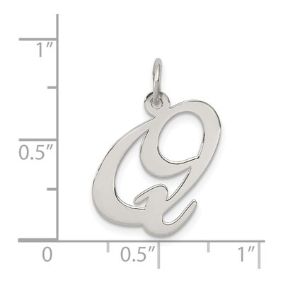 Sterling Silver Script Letter Q Charm – view 5