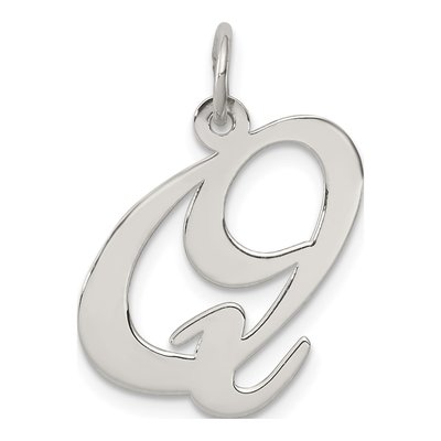 Sterling Silver Script Letter Q Charm
