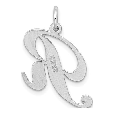 Sterling Silver Script Letter R Pendant – view 4